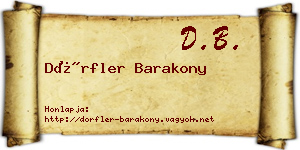 Dörfler Barakony névjegykártya
